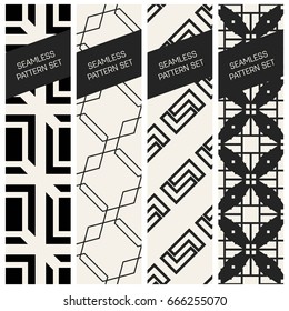Abstract concept vector monochrome geometric pattern. Black and white minimal background. Creative illustration template. Seamless stylish texture. For wallpaper, surface, web design, textile, decor