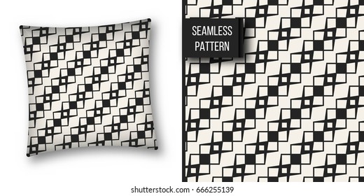 Abstract concept vector monochrome geometric pattern. Black and white minimal background. Creative illustration template. Seamless stylish texture. For wallpaper, surface, web design, textile, decor