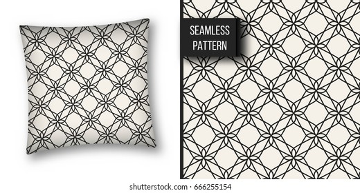 Abstract concept vector monochrome geometric pattern. Black and white minimal background. Creative illustration template. Seamless stylish texture. For wallpaper, surface, web design, textile, decor