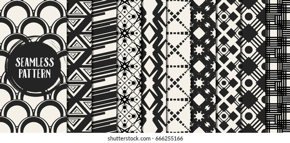 Abstract concept vector monochrome geometric pattern. Black and white minimal background. Creative illustration template. Seamless stylish texture. For wallpaper, surface, web design, textile, decor