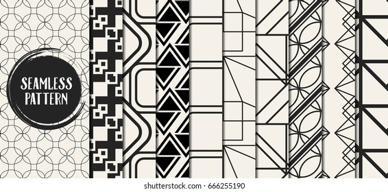 Abstract concept vector monochrome geometric pattern. Black and white minimal background. Creative illustration template. Seamless stylish texture. For wallpaper, surface, web design, textile, decor