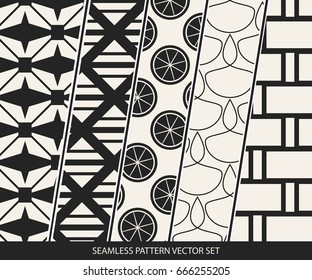 Abstract concept vector monochrome geometric pattern. Black and white minimal background. Creative illustration template. Seamless stylish texture. For wallpaper, surface, web design, textile, decor