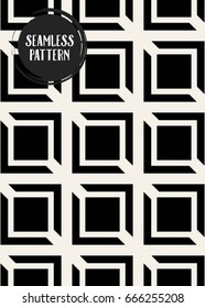 Abstract concept vector monochrome geometric pattern. Black and white minimal background. Creative illustration template. Seamless stylish texture. For wallpaper, surface, web design, textile, decor