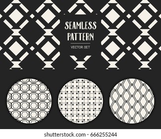 Abstract concept vector monochrome geometric pattern. Black and white minimal background. Creative illustration template. Seamless stylish texture. For wallpaper, surface, web design, textile, decor