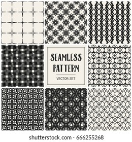Abstract concept vector monochrome geometric pattern. Black and white minimal background. Creative illustration template. Seamless stylish texture. For wallpaper, surface, web design, textile, decor