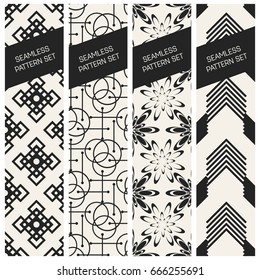 Abstract concept vector monochrome geometric pattern. Black and white minimal background. Creative illustration template. Seamless stylish texture. For wallpaper, surface, web design, textile, decor