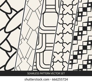 Abstract concept vector monochrome geometric pattern. Black and white minimal background. Creative illustration template. Seamless stylish texture. For wallpaper, surface, web design, textile, decor
