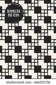 Abstract concept vector monochrome geometric pattern. Black and white minimal background. Creative illustration template. Seamless stylish texture. For wallpaper, surface, web design, textile, decor