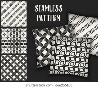 Abstract concept vector monochrome geometric pattern. Black and white minimal background. Creative illustration template. Seamless stylish texture. For wallpaper, surface, web design, textile, decor