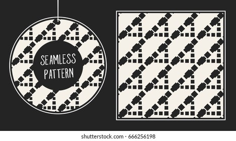Abstract concept vector monochrome geometric pattern. Black and white minimal background. Creative illustration template. Seamless stylish texture. For wallpaper, surface, web design, textile, decor