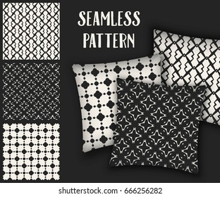 Abstract concept vector monochrome geometric pattern. Black and white minimal background. Creative illustration template. Seamless stylish texture. For wallpaper, surface, web design, textile, decor