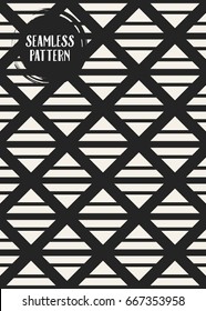 Abstract concept vector monochrome geometric pattern. Black and white minimal background. Creative illustration template. Seamless stylish texture. For wallpaper, surface, web design, textile, decor