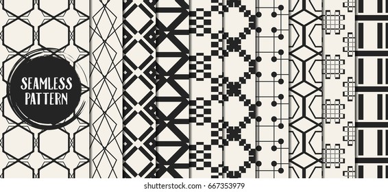 Abstract concept vector monochrome geometric pattern. Black and white minimal background. Creative illustration template. Seamless stylish texture. For wallpaper, surface, web design, textile, decor