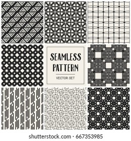 Abstract concept vector monochrome geometric pattern. Black and white minimal background. Creative illustration template. Seamless stylish texture. For wallpaper, surface, web design, textile, decor