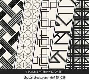 Abstract concept vector monochrome geometric pattern. Black and white minimal background. Creative illustration template. Seamless stylish texture. For wallpaper, surface, web design, textile, decor