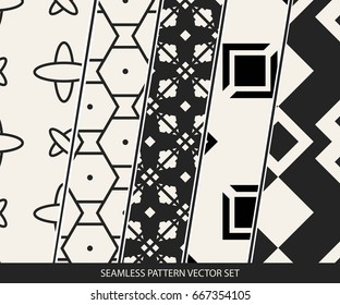 Abstract concept vector monochrome geometric pattern. Black and white minimal background. Creative illustration template. Seamless stylish texture. For wallpaper, surface, web design, textile, decor