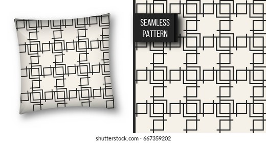 Abstract concept vector monochrome geometric pattern. Black and white minimal background. Creative illustration template. Seamless stylish texture. For wallpaper, surface, web design, textile, decor