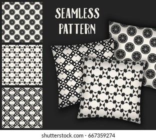 Abstract concept vector monochrome geometric pattern. Black and white minimal background. Creative illustration template. Seamless stylish texture. For wallpaper, surface, web design, textile, decor