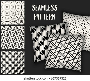 Abstract concept vector monochrome geometric pattern. Black and white minimal background. Creative illustration template. Seamless stylish texture. For wallpaper, surface, web design, textile, decor