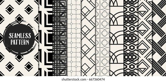 Abstract concept vector monochrome geometric pattern. Black and white minimal background. Creative illustration template. Seamless stylish texture. For wallpaper, surface, web design, textile, decor