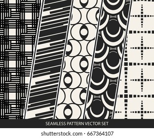 Abstract concept vector monochrome geometric pattern. Black and white minimal background. Creative illustration template. Seamless stylish texture. For wallpaper, surface, web design, textile, decor