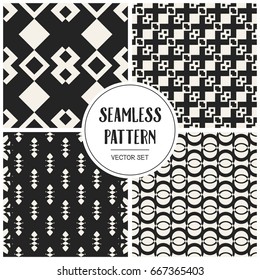 Abstract concept vector monochrome geometric pattern. Black and white minimal background. Creative illustration template. Seamless stylish texture. For wallpaper, surface, web design, textile, decor