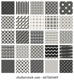 Abstract concept vector monochrome geometric pattern. Black and white minimal background. Creative illustration template. Seamless stylish texture. For wallpaper, surface, web design, textile, decor