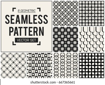 Abstract concept vector monochrome geometric pattern. Black and white minimal background. Creative illustration template. Seamless stylish texture. For wallpaper, surface, web design, textile, decor