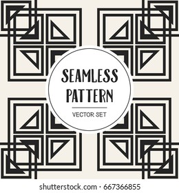 Abstract concept vector monochrome geometric pattern. Black and white minimal background. Creative illustration template. Seamless stylish texture. For wallpaper, surface, web design, textile, decor