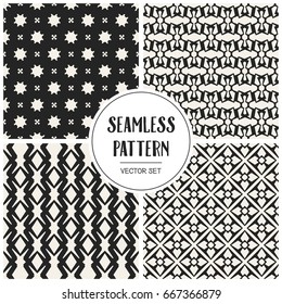 Abstract concept vector monochrome geometric pattern. Black and white minimal background. Creative illustration template. Seamless stylish texture. For wallpaper, surface, web design, textile, decor