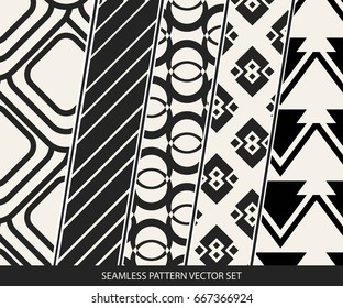 Abstract concept vector monochrome geometric pattern. Black and white minimal background. Creative illustration template. Seamless stylish texture. For wallpaper, surface, web design, textile, decor