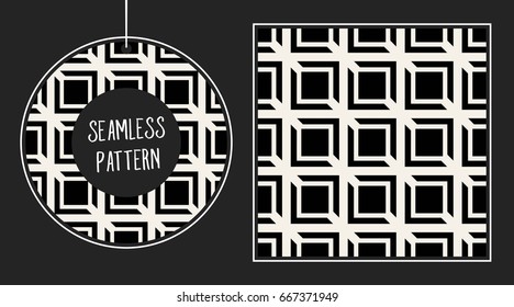 Abstract concept vector monochrome geometric pattern. Black and white minimal background. Creative illustration template. Seamless stylish texture. For wallpaper, surface, web design, textile, decor