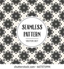 Abstract concept vector monochrome geometric pattern. Black and white minimal background. Creative illustration template. Seamless stylish texture. For wallpaper, surface, web design, textile, decor