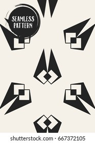 Abstract concept vector monochrome geometric pattern. Black and white minimal background. Creative illustration template. Seamless stylish texture. For wallpaper, surface, web design, textile, decor