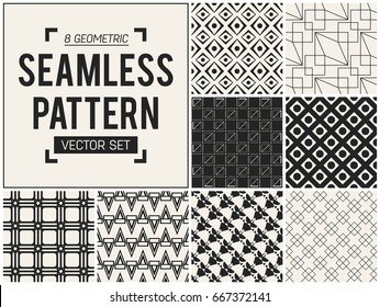 Abstract concept vector monochrome geometric pattern. Black and white minimal background. Creative illustration template. Seamless stylish texture. For wallpaper, surface, web design, textile, decor