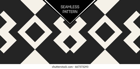 Abstract concept vector monochrome geometric pattern. Black and white minimal background. Creative illustration template. Seamless stylish texture. For wallpaper, surface, web design, textile, decor