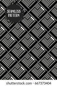 Abstract concept vector monochrome geometric pattern. Black and white minimal background. Creative illustration template. Seamless stylish texture. For wallpaper, surface, web design, textile, decor