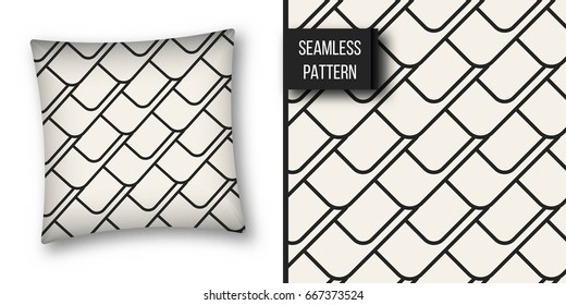 Abstract concept vector monochrome geometric pattern. Black and white minimal background. Creative illustration template. Seamless stylish texture. For wallpaper, surface, web design, textile, decor