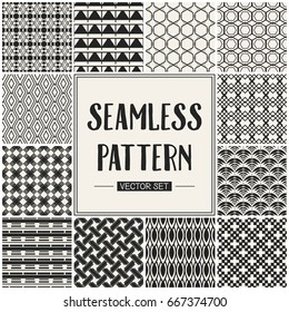 Abstract concept vector monochrome geometric pattern. Black and white minimal background. Creative illustration template. Seamless stylish texture. For wallpaper, surface, web design, textile, decor