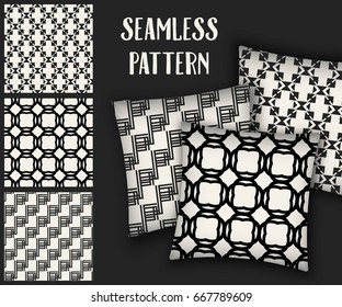 Abstract concept vector monochrome geometric pattern. Black and white minimal background. Creative illustration template. Seamless stylish texture. For wallpaper, surface, web design, textile, decor