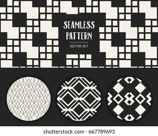 Abstract concept vector monochrome geometric pattern. Black and white minimal background. Creative illustration template. Seamless stylish texture. For wallpaper, surface, web design, textile, decor