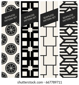 Abstract concept vector monochrome geometric pattern. Black and white minimal background. Creative illustration template. Seamless stylish texture. For wallpaper, surface, web design, textile, decor