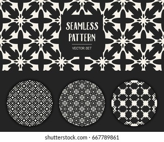 Abstract concept vector monochrome geometric pattern. Black and white minimal background. Creative illustration template. Seamless stylish texture. For wallpaper, surface, web design, textile, decor