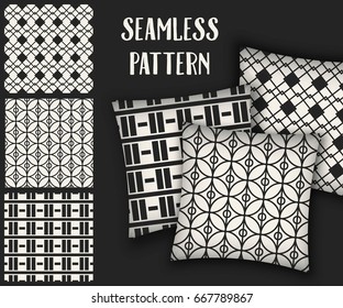 Abstract concept vector monochrome geometric pattern. Black and white minimal background. Creative illustration template. Seamless stylish texture. For wallpaper, surface, web design, textile, decor