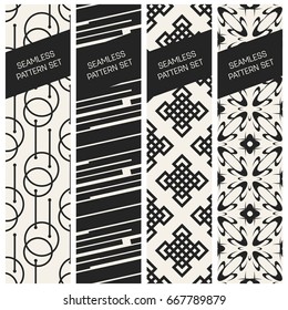 Abstract concept vector monochrome geometric pattern. Black and white minimal background. Creative illustration template. Seamless stylish texture. For wallpaper, surface, web design, textile, decor