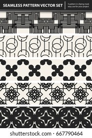 Abstract concept vector monochrome geometric pattern. Black and white minimal background. Creative illustration template. Seamless stylish texture. For wallpaper, surface, web design, textile, decor