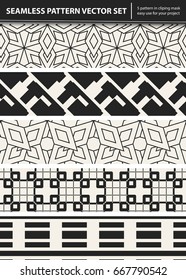 Abstract concept vector monochrome geometric pattern. Black and white minimal background. Creative illustration template. Seamless stylish texture. For wallpaper, surface, web design, textile, decor