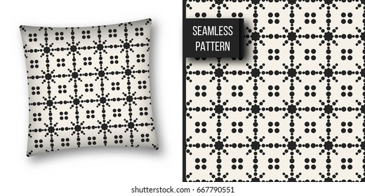 Abstract concept vector monochrome geometric pattern. Black and white minimal background. Creative illustration template. Seamless stylish texture. For wallpaper, surface, web design, textile, decor