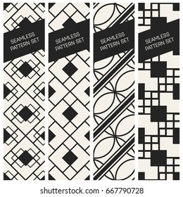 Abstract concept vector monochrome geometric pattern. Black and white minimal background. Creative illustration template. Seamless stylish texture. For wallpaper, surface, web design, textile, decor
