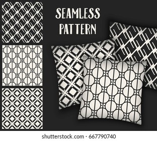 Abstract concept vector monochrome geometric pattern. Black and white minimal background. Creative illustration template. Seamless stylish texture. For wallpaper, surface, web design, textile, decor